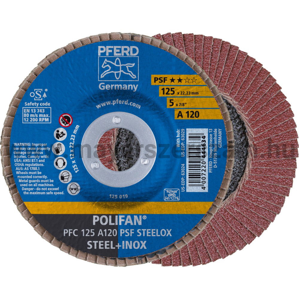 POLIFAN LEGYEZŐLAPOS CSISZOLÓKORONG PFC 125 A120 PSF STEELOX termék fő termékképe