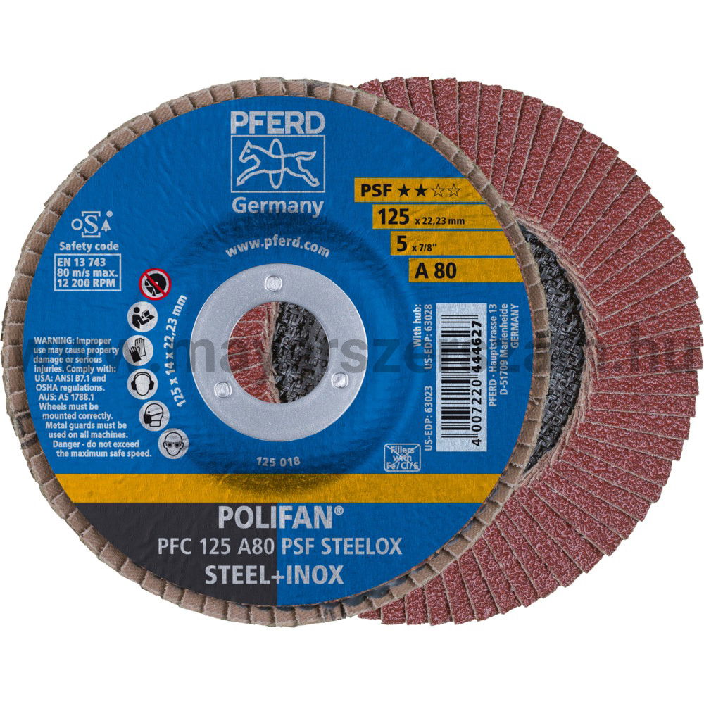 POLIFAN LEGYEZŐLAPOS CSISZOLÓKORONG PFC 125 A80 PSF STEELOX termék fő termékképe
