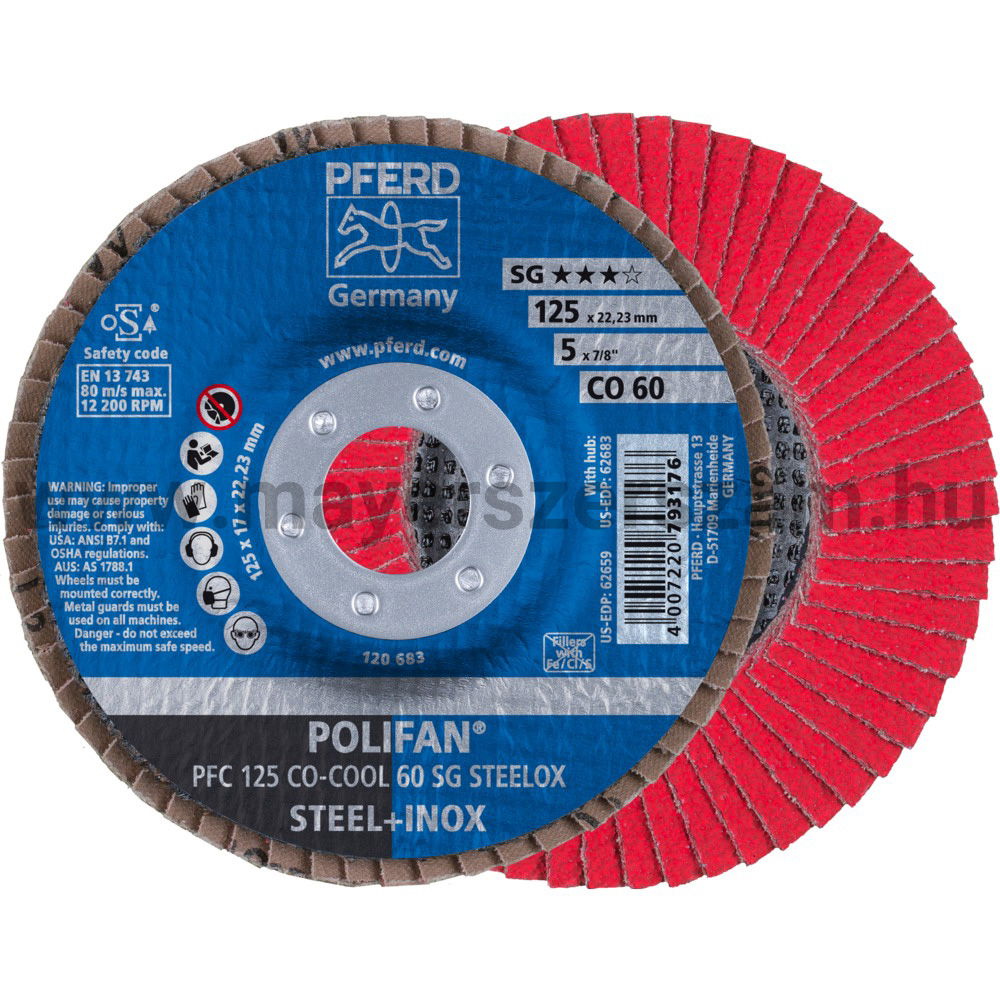 POLIFAN LEGYEZŐLAPOS CSISZOLÓKORONG PFC 125 CO-COOL 60 SG STEELOX termék fő termékképe