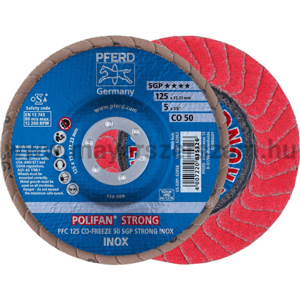 POLIFAN LEGYEZŐLAPOS CSISZOLÓKORONG PFC 125 CO-FREEZE 50 SGP STRONG INOX termék fő termékképe
