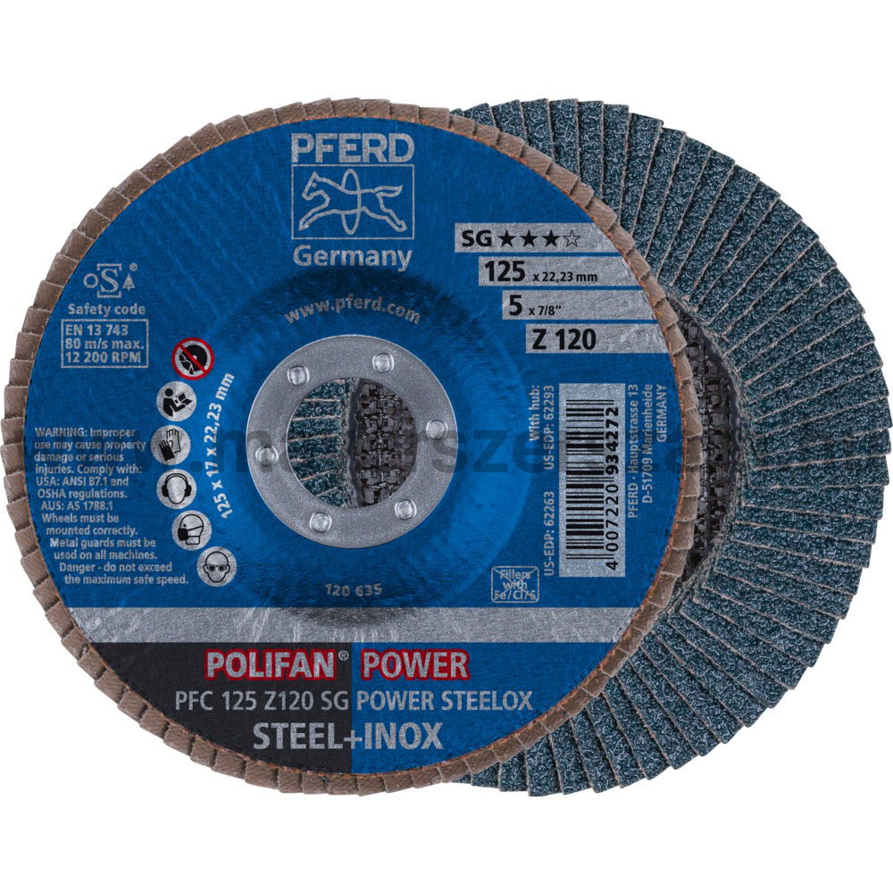 POLIFAN LEGYEZŐLAPOS CSISZOLÓKORONG PFC 125 Z120 SG POWER STEELOX termék fő termékképe