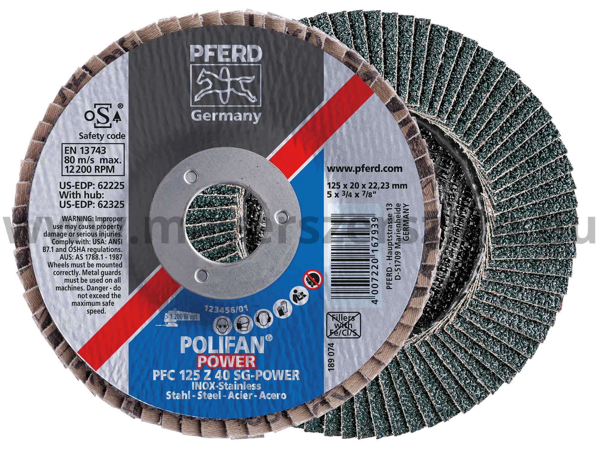 PFC 180 Z 120 SG/22,23 POLIFAN®-legyezőlapos csiszolókorongok termék fő termékképe