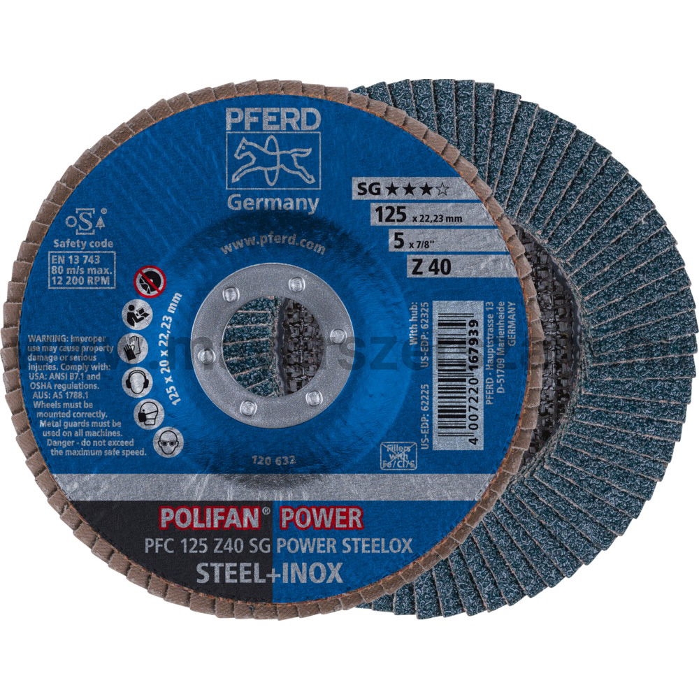 POLIFAN LEGYEZŐLAPOS CSISZOLÓKORONG PFC 125 Z40 SG POWER STEELOX termék fő termékképe