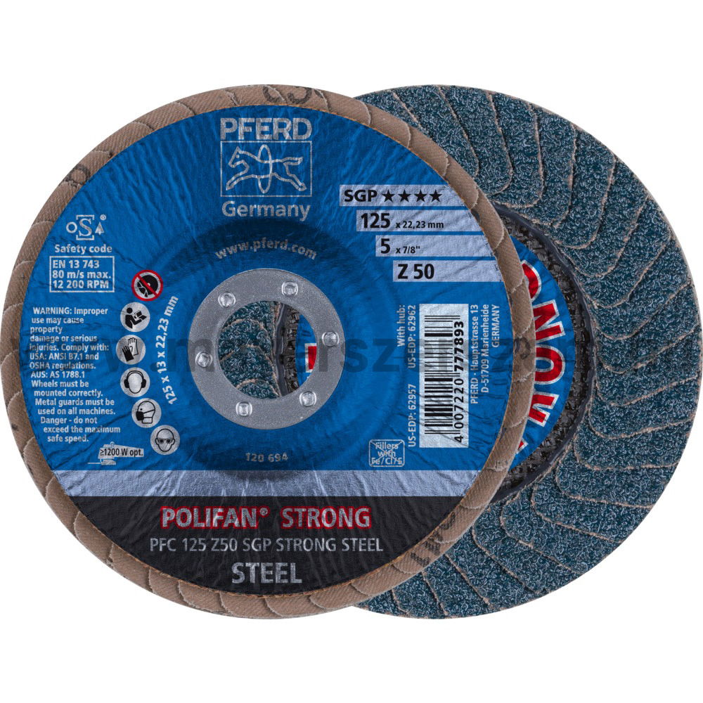 POLIFAN LEGYEZŐLAPOS CSISZOLÓKORONG PFC 125 Z50 SGP STRONG STEEL termék fő termékképe