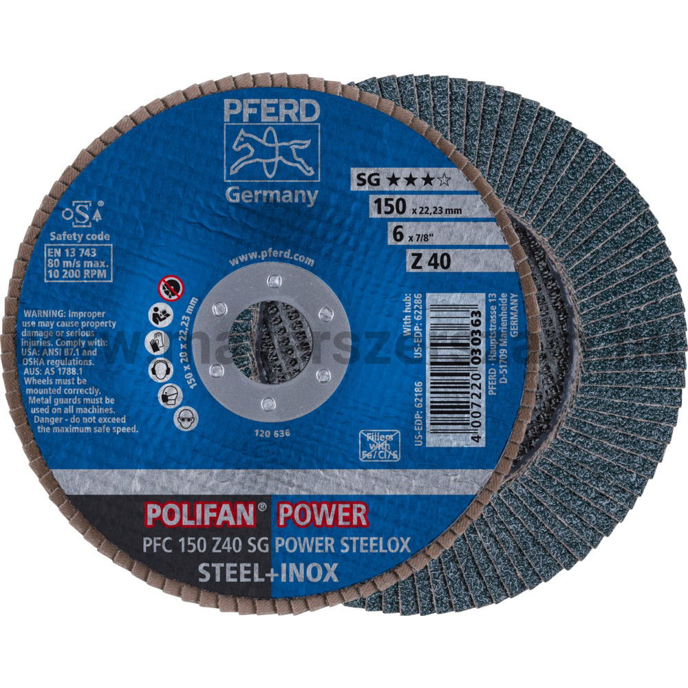 POLIFAN LEGYEZŐLAPOS CSISZOLÓKORONG PFC 150 Z40 SG POWER STEELOX termék fő termékképe