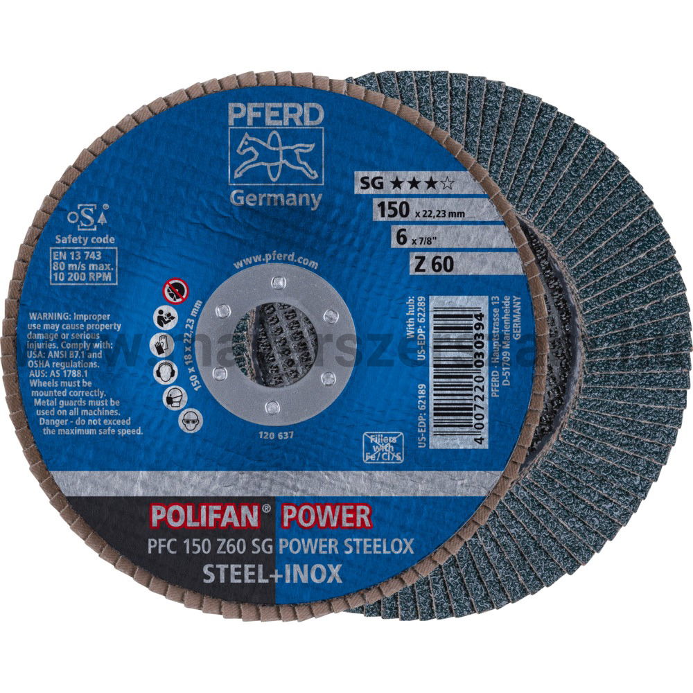 POLIFAN LEGYEZŐLAPOS CSISZOLÓKORONG PFC 150 Z60 SG POWER STEELOX termék fő termékképe