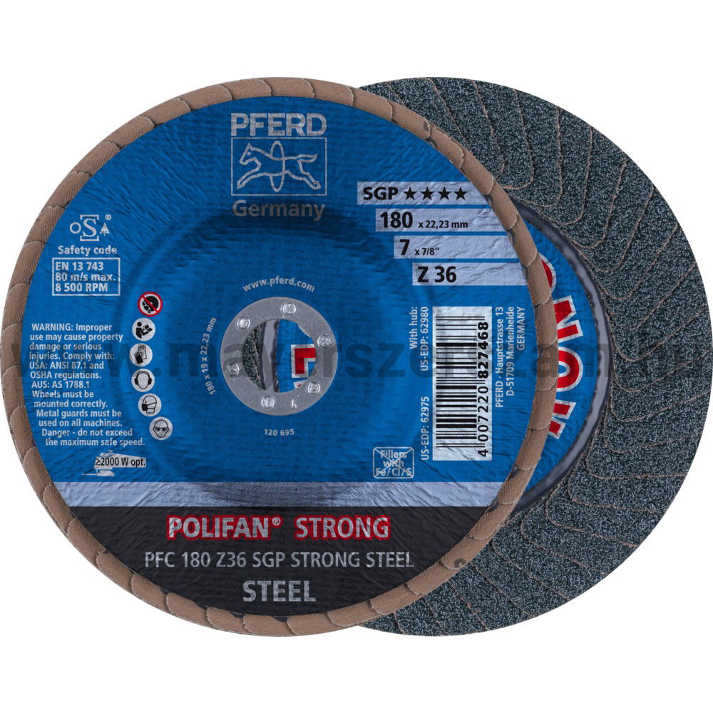 POLIFAN LEGYEZŐLAPOS CSISZOLÓKORONG PFC 180 Z36 SGP STRONG STEEL termék fő termékképe