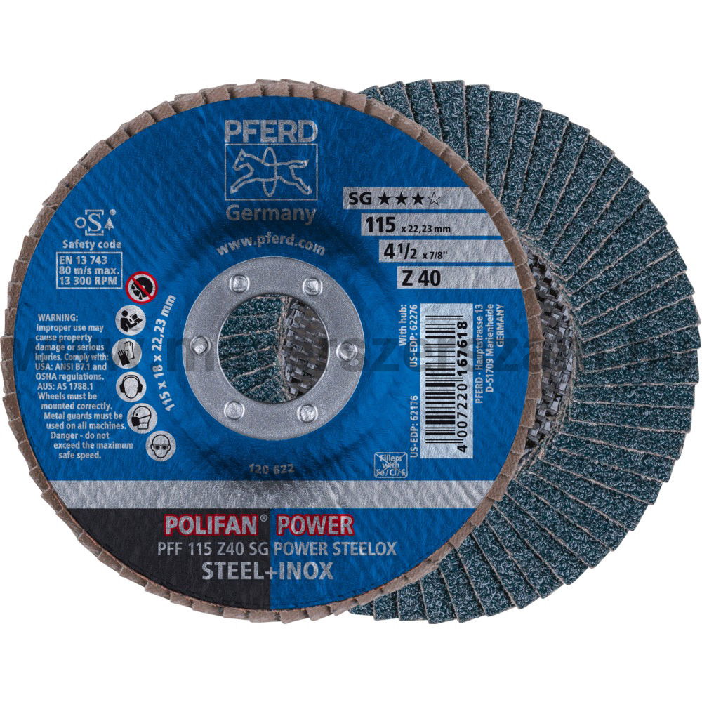 POLIFAN LEGYEZŐLAPOS CSISZOLÓKORONG PFF 115 Z40 SG POWER STEELOX termék fő termékképe