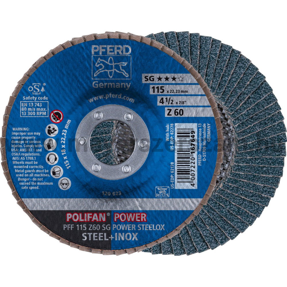 POLIFAN LEGYEZŐLAPOS CSISZOLÓKORONG PFF 115 Z60 SG POWER STEELOX termék fő termékképe