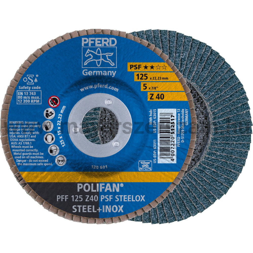 POLIFAN LEGYEZŐLAPOS CSISZOLÓKORONG PFF 125 Z40 PSF STEELOX termék fő termékképe