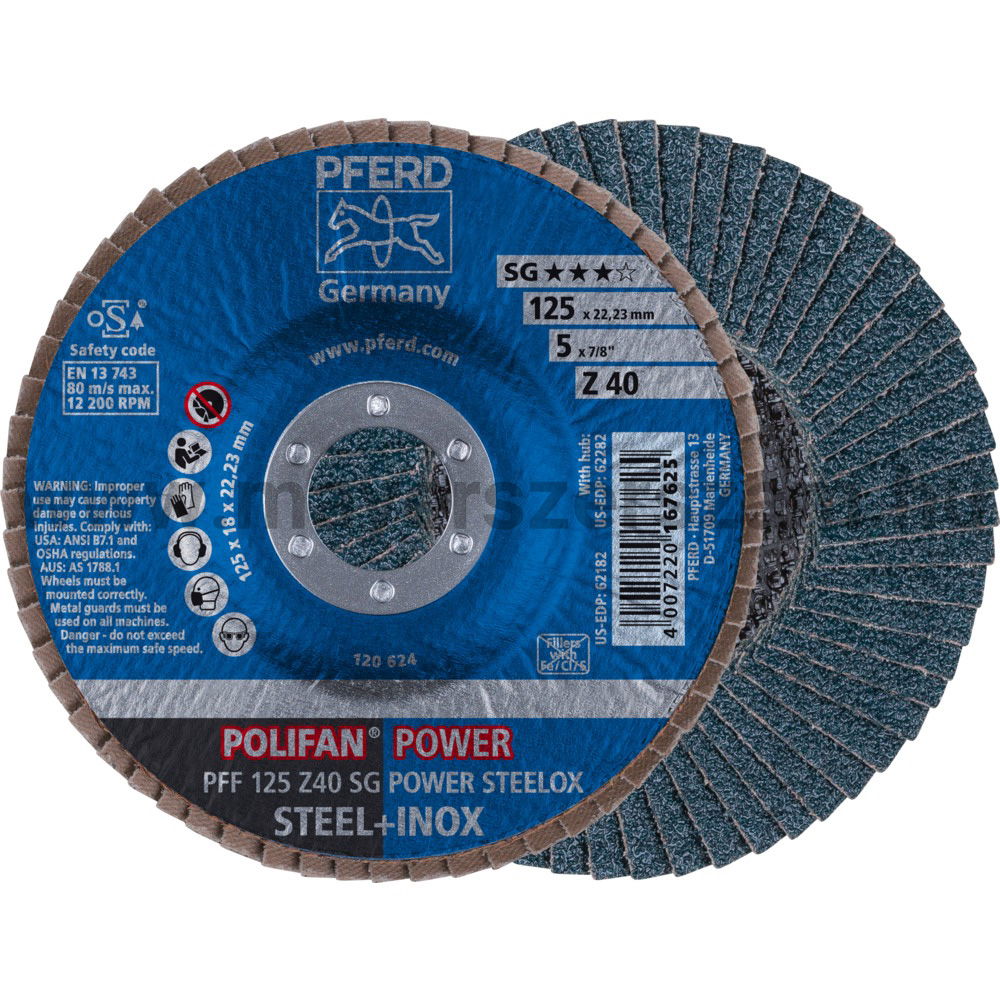 POLIFAN LEGYEZŐLAPOS CSISZOLÓKORONG PFF 125 Z40 SG POWER STEELOX termék fő termékképe