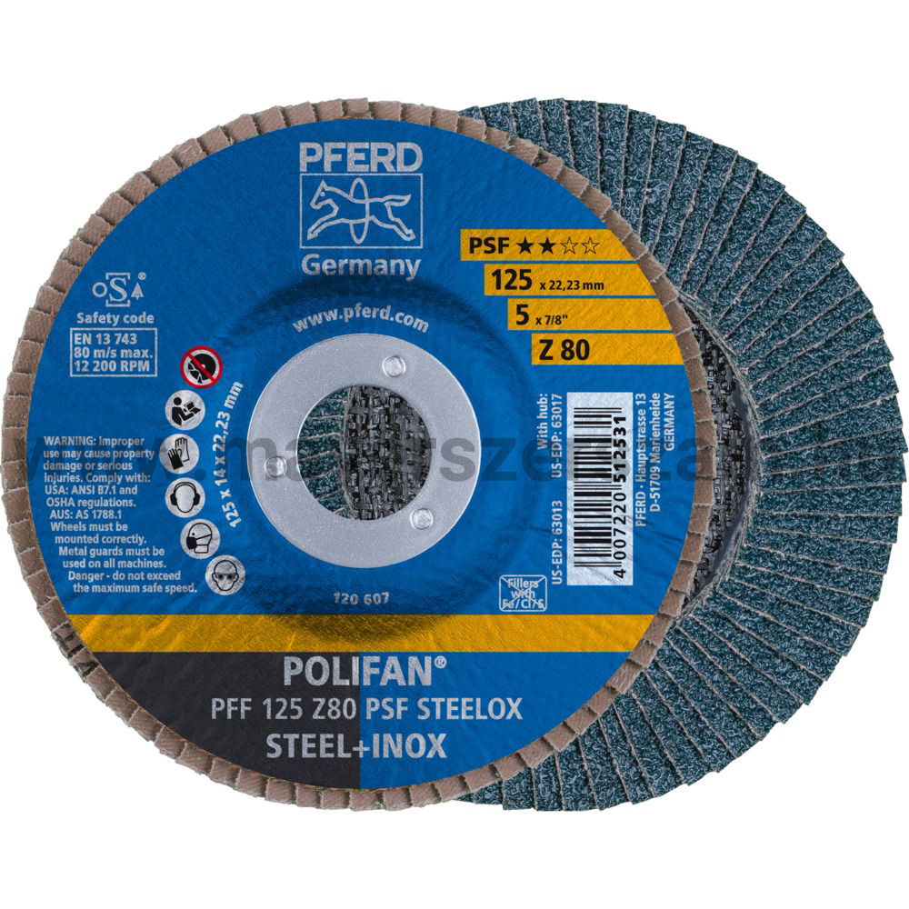 POLIFAN LEGYEZŐLAPOS CSISZOLÓKORONG PFF 125 Z80 PSF STEELOX termék fő termékképe