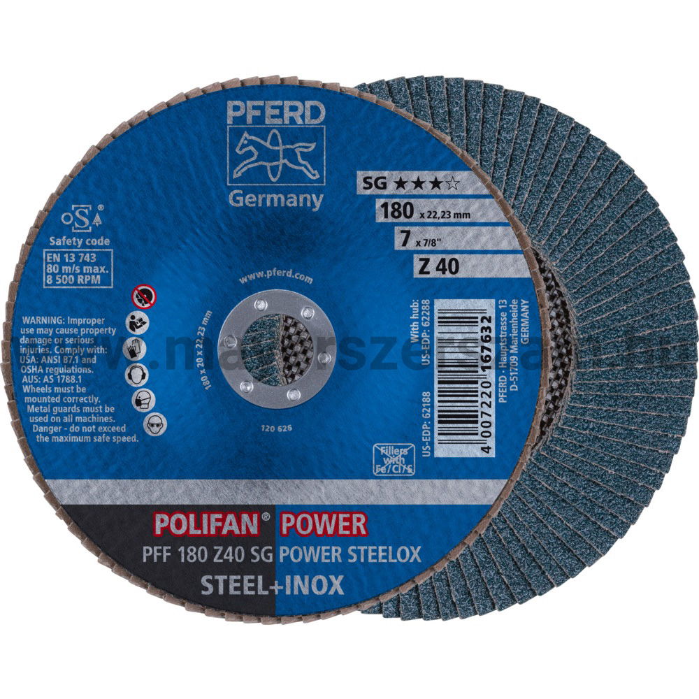 POLIFAN LEGYEZŐLAPOS CSISZOLÓKORONG PFF 180 Z40 SG POWER STEELOX termék fő termékképe