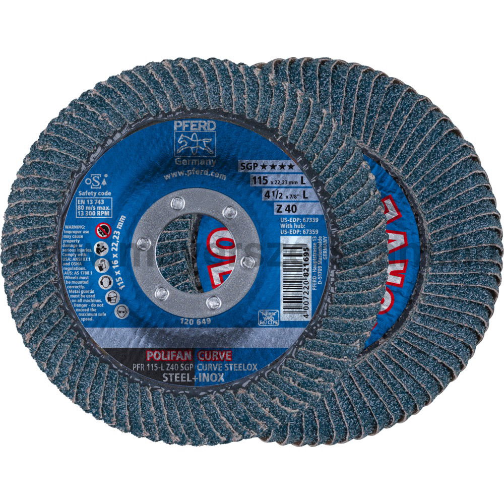 POLIFAN LEGYEZŐLAPOS CSISZOLÓKORONG PFR 115-L Z40 SGP CURVE STEELOX termék fő termékképe