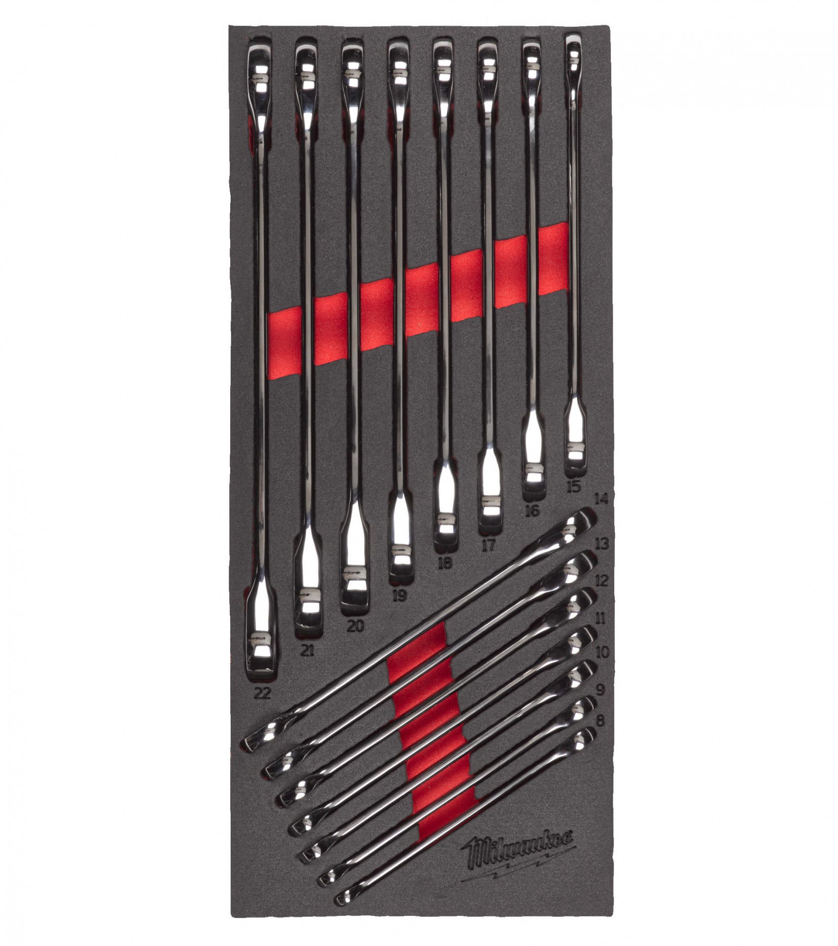 Milwaukee MAX BITE™ racsnis csillag-villáskulcs készlet habbetétben, metrikus, 15 darabos termék fő termékképe