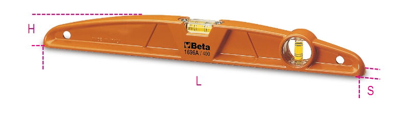 Beta 1696A 300 Vízmérték présöntött alumíniumból, 1 mérőfelület, 2 törésbiztos libellával, pontosság: 1 mm/m termék fő termékképe