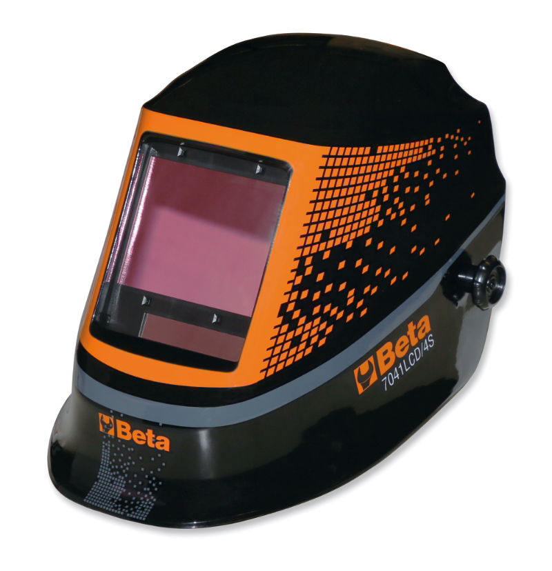 BETA 7041LCD/4S LCD hegesztőpajzs automatikus sötétedéssel, ívhegesztéshez; MIG/MAG, TIG és plazmahegesztéshez. 4 érzékelő TRUE COLOR szűrő szolár cellák és lítium akkumulátorok biztosítják az LCD filter áramellátását és hosszú  termék fő termékképe