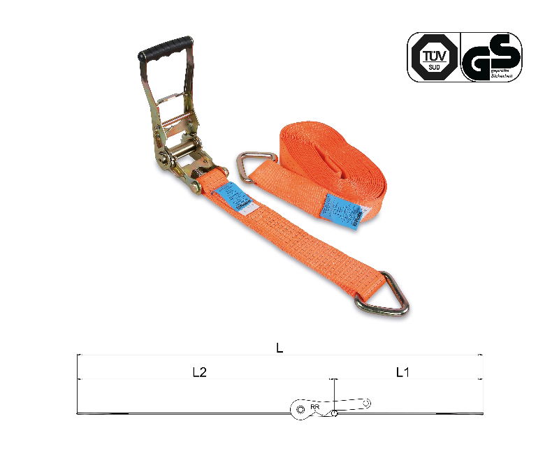 Robur 8182GD 8,5 Racsnis rögzítőheveder delta karabinerrel, LC 2000 kg, nagy szakítószilárdságú poliészter heveder (PES) termék fő termékképe
