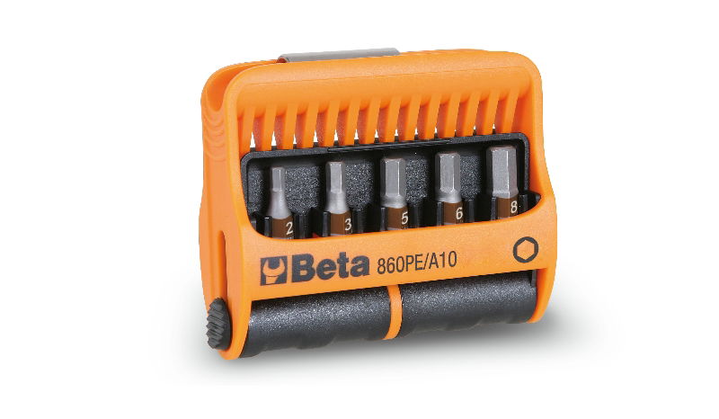 Beta 860PE/A10 10 csavarhúzóbetét és mágneses betéttartó, műanyag dobozban termék fő termékképe