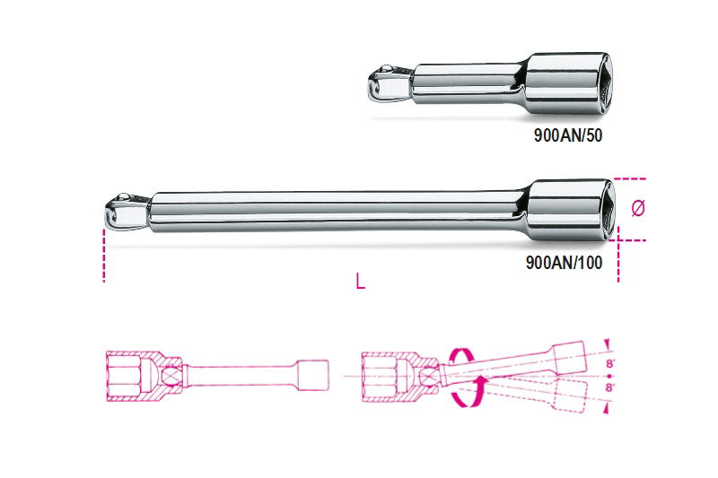 Beta 900AN/100 1/4”-os gömbvégű toldó termék fő termékképe