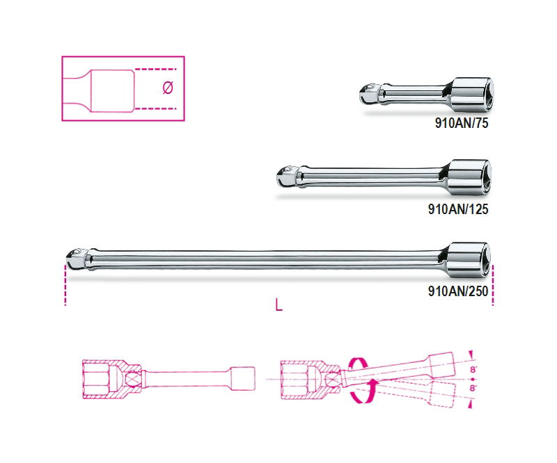 Beta 910AN/125 3/8”-os gömbvégű toldó termék fő termékképe