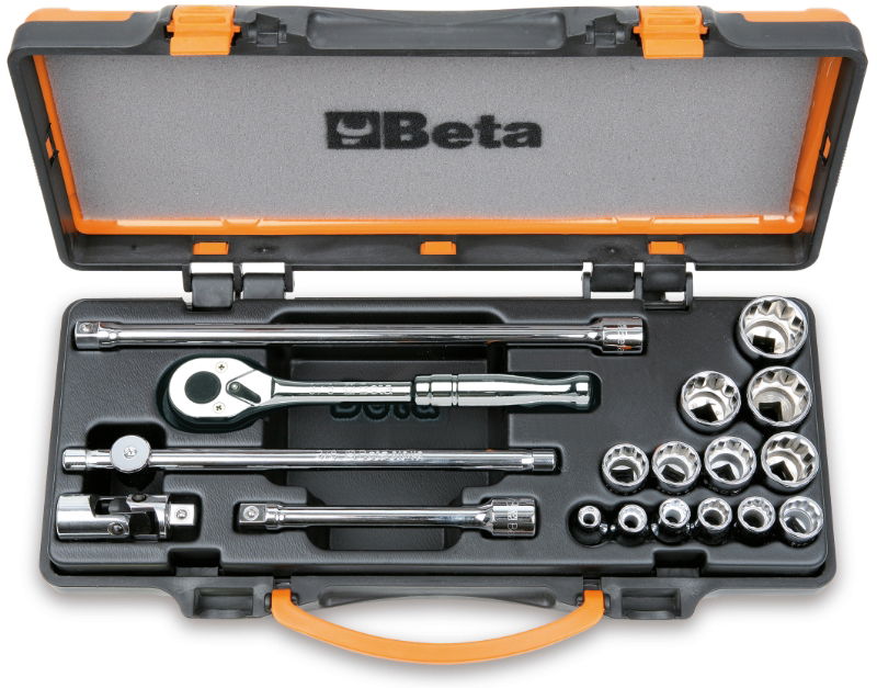 Beta 910AS/MBM-C18 13 db-os inch-es dugókulcs készlet 5 tartozékkal, fémdobozban termék fő termékképe