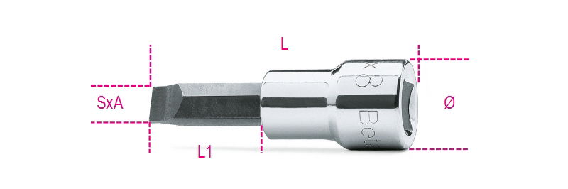 Beta 910LP 1,2X8 Csavarhúzó-dugókulcs hasítottfejű csavarokhoz, krómozott, barnított fej termék fő termékképe