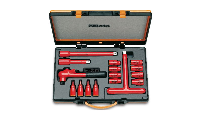 BETA 910MQ/C16 3/8"-OS KÉSZLET, 8 TIZENKÉTSZÖGŰ DUGÓKULCS, 4 HATSZÖGŰ DUGÓKULCS ÉS 4 TARTOZÉKKAL, SZIGETELT termék fő termékképe