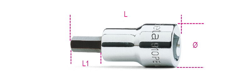 Beta 910PE 6 3/8"-os imbusz-dugókulcs, krómozott, fekete heggyel termék fő termékképe
