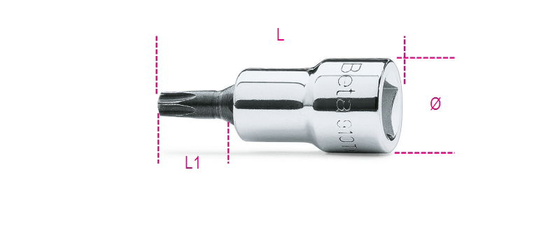 Beta 910TX 25 3/8"-os Torx® imbusz-dugókulcs, krómozott, fekete hegy termék fő termékképe