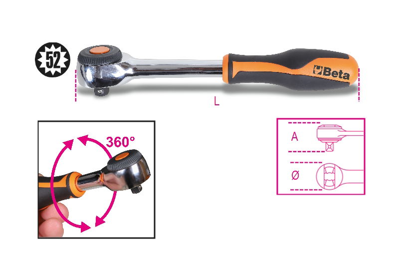 Beta 920/58 Irányváltós racsni 1/2"_x005F_x005F_x000D_, 52-fogú termék fő termékképe