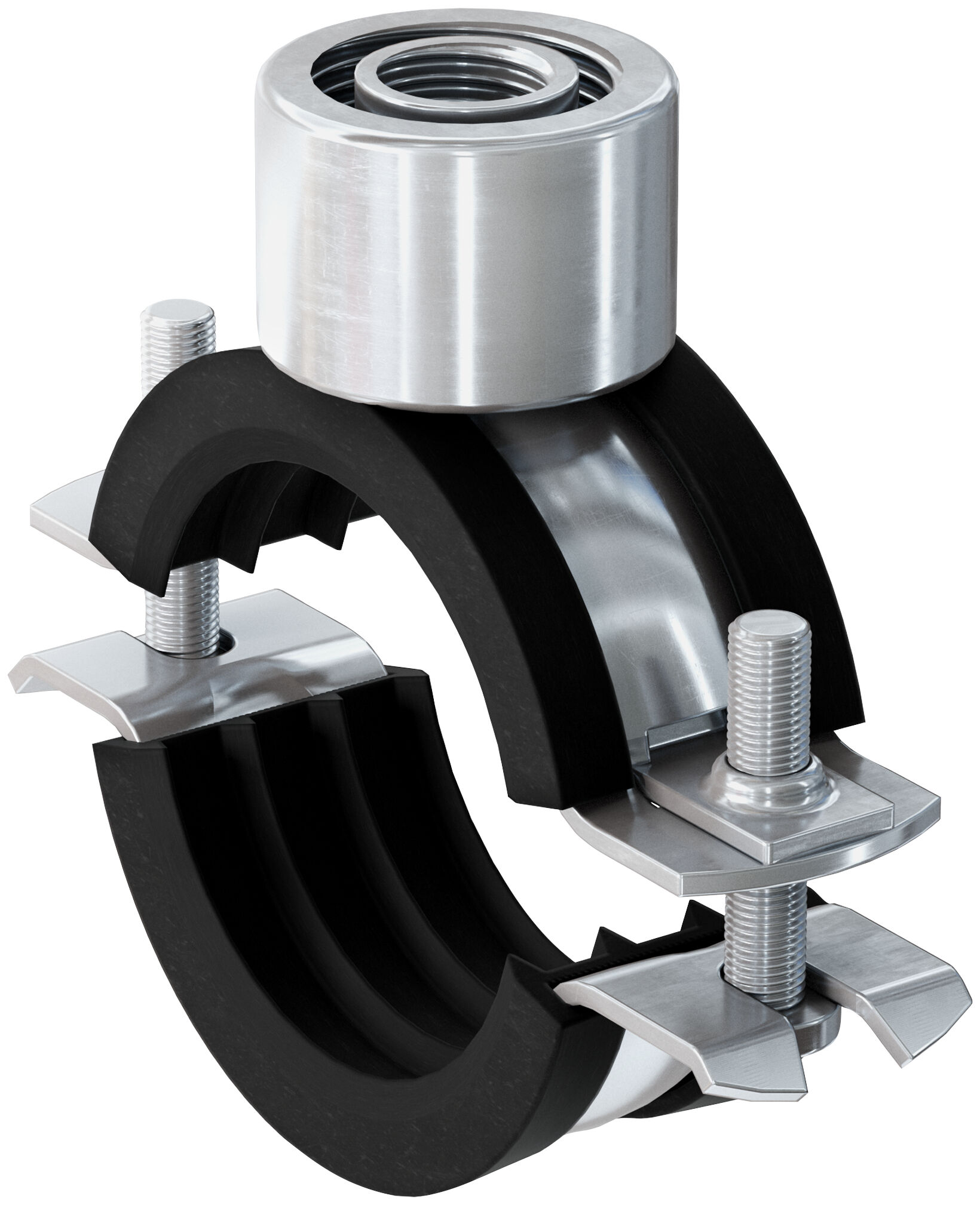 Fischer FRS Triple 115-125 M8 / M10 / 1/2" kétcsavaros csőbilincs hangszigetelő betéttel, 10 db/csomag termék fő termékképe