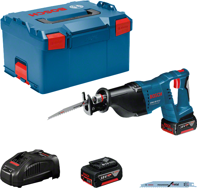 Bosch GSA 18 V-Li akkus szablyafűrész (2 x 5.0 Ah Li-ion akkuval, L-BOXX-ban) termék fő termékképe