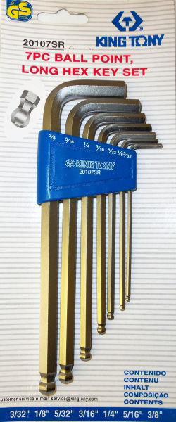 King Tony 7 részes gömbvégű hosszú imbuszkulcs készlet  20107MR01 termék fő termékképe