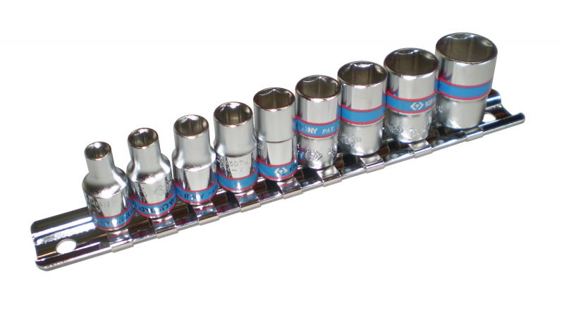 King Tony 9 részes 1/4˝-os kézi dugókulcs  4-13mm 6*  sínen  2509MR termék fő termékképe