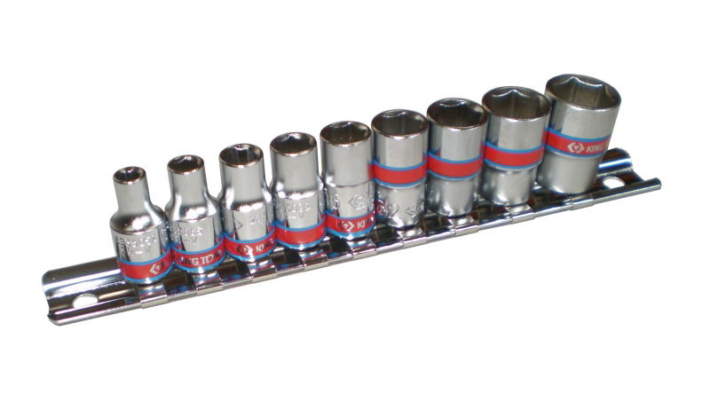 King Tony 9 részes 1/4˝-os kézi dugókulcs készlet coll 5/32-1/2˝ sínen 6*  2509SR termék fő termékképe
