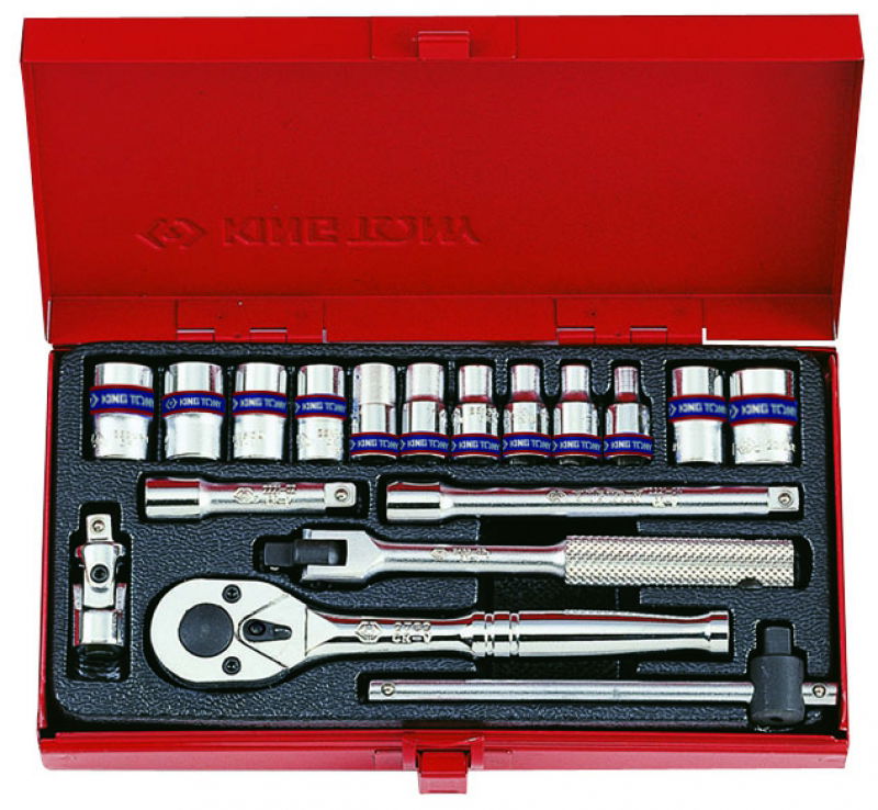 King Tony 18 részes 1/4"-os kézidugókulcs készlet  6* és 8*  2519MR termék fő termékképe
