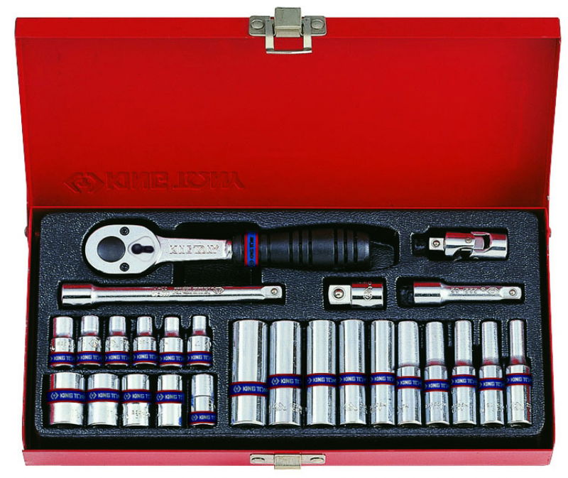 King Tony 26 részes 1/4˝-os kézi  dugókulcs készlet 6* 2526MR termék fő termékképe