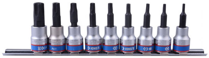 King Tony 9 részes 3/8˝-os 5-szögű furatos torx bitfej készlet sínen 3149PR8 termék fő termékképe