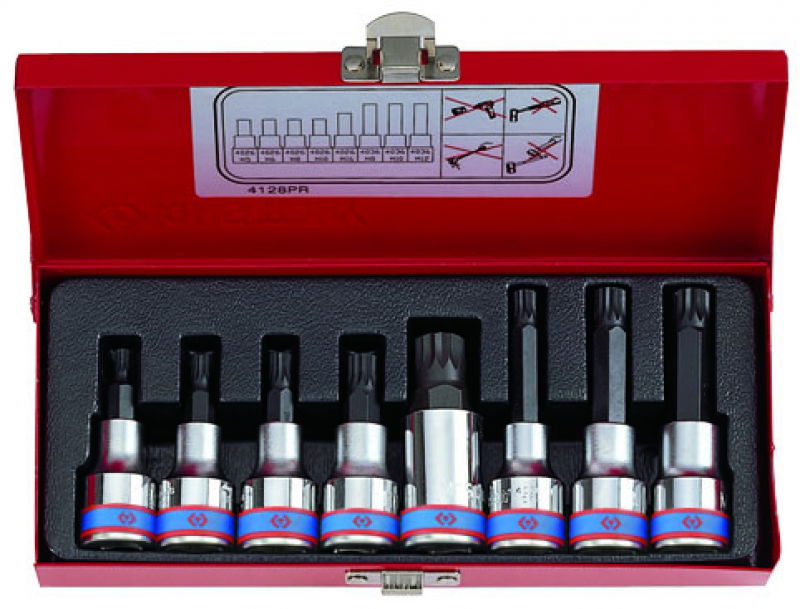 King Tony 8 részes 1/2˝-os spline bitfejkészlet  4128PR termék fő termékképe