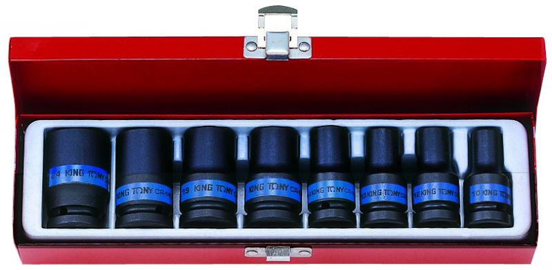 King Tony 8 részes 1/2˝-os gépi vékonyfalú dugókulcs készlet 4413MP termék fő termékképe