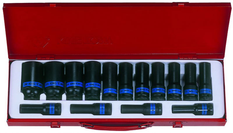 King Tony 15 részes 1/2"-os gépi hosszú dugókulcs készlet 4415MP termék fő termékképe