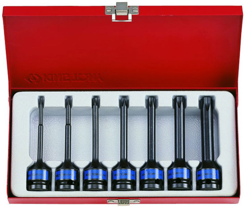 King Tony 7 részes 1/2˝-os gépi torx bitfejkészlet L=100mm 4467PP termék fő termékképe