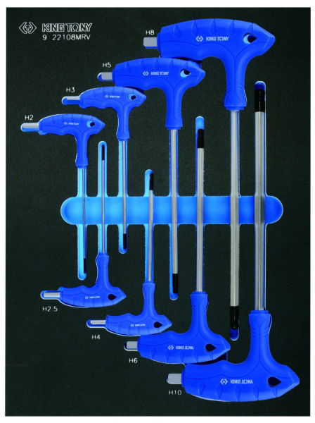 King Tony 8 részes L-nyelű, gömbfejű imbuszkulcs készlet (EVA tálcás) 9-22108MRV termék fő termékképe