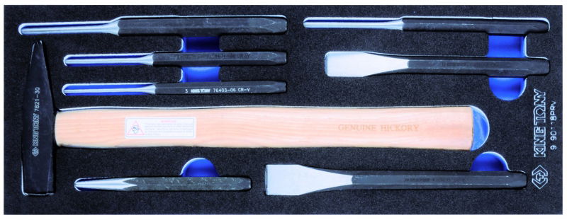 King Tony 8 részes kalapács-, vágó- & csapkiütő készlet (EVA tálcás) 9-90118PRV termék fő termékképe