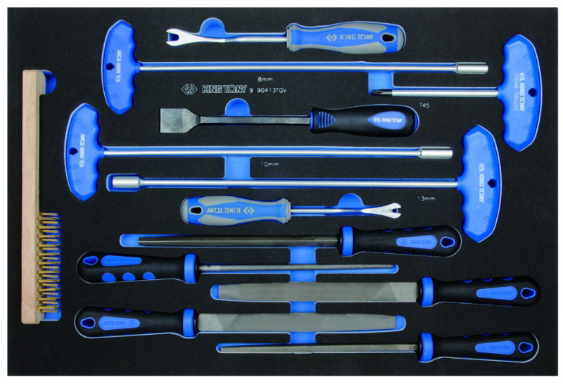 King Tony 13 részes T-nyelű imbuszkulcs- & reszelő készlet (EVA tálcás) 9-90413TQV termék fő termékképe